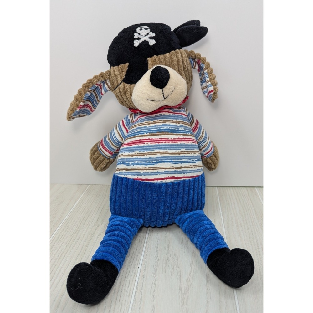 Maison Chic Pirate‎ Puppy Dog Plush Large 18-19" striped ribbed blue brown